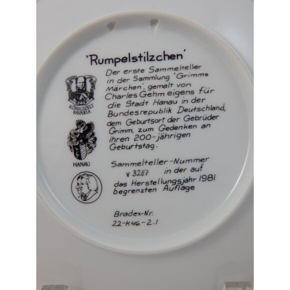 Bradford Exchange Königszelt Bavaria Brothers Grim Rumpelstilzchen Plate - Picture 4 of 7